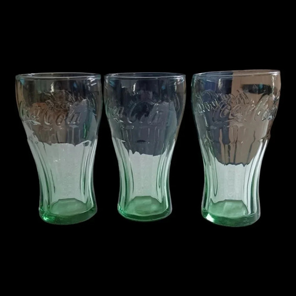 Vtg Set of 6 green glass coca cola - Picture 3 of 6